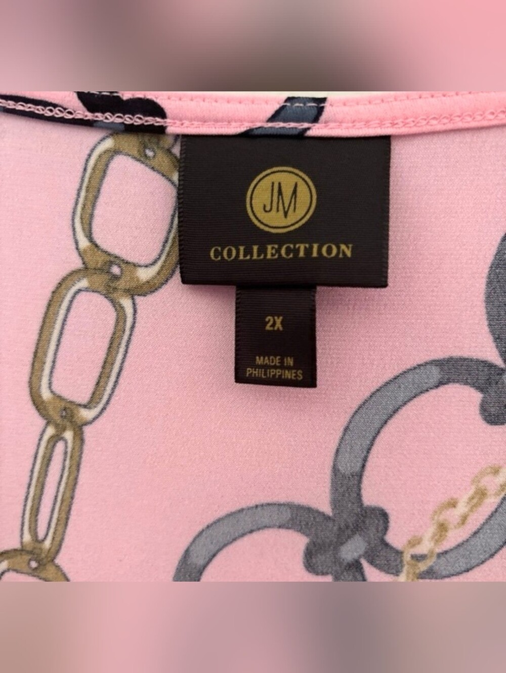 JM Collection Pink Chain-Print V-Neck Tunic - Picture 4 of 10